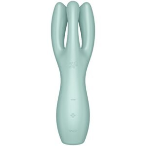 O Satisfyer Threesome 3 possui três braços, um motor potente e um design inovador. É um vibrador de contato que estimula o clitóris e os lábios.